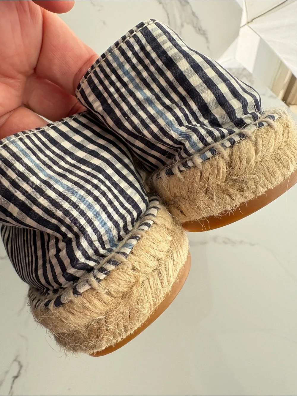 J. Crew sz 7 Classic Striped Plaid Espadrilles Jute made in Spain